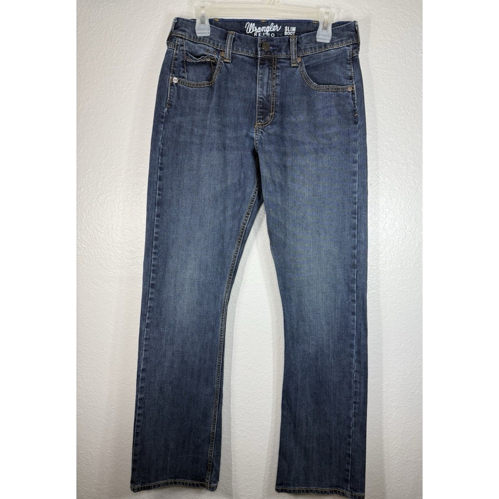 Wrangler Jeans Mens 31X36 Blue Good Retro Slim Bootcut Medium Wash Denim